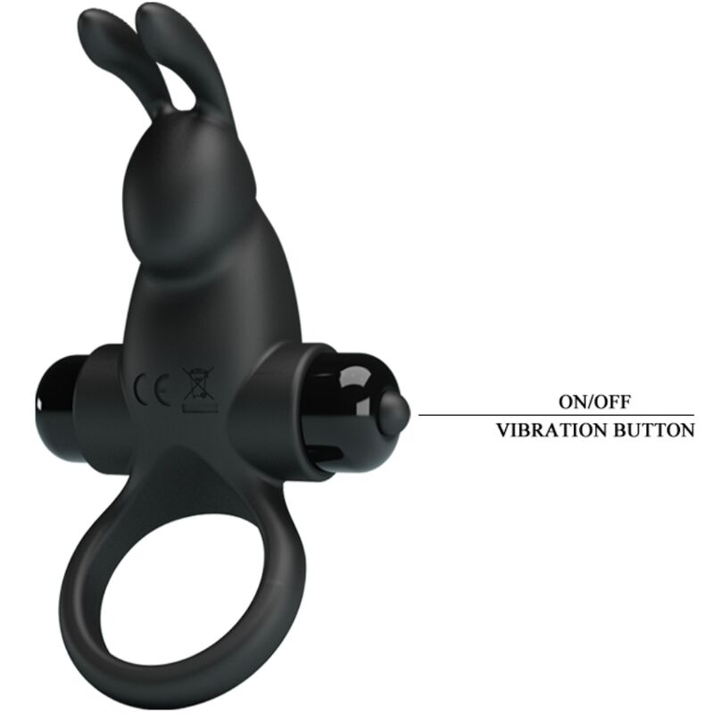 PRETTY LOVE - VIBRATING RING + RABBIT CLITORIS STIMULATOR 10 VIBRATIONS BLACK - My naughty haven #