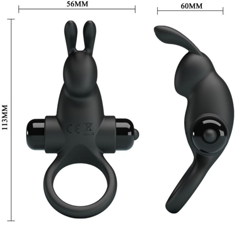 PRETTY LOVE - VIBRATING RING + RABBIT CLITORIS STIMULATOR 10 VIBRATIONS BLACK - My naughty haven #