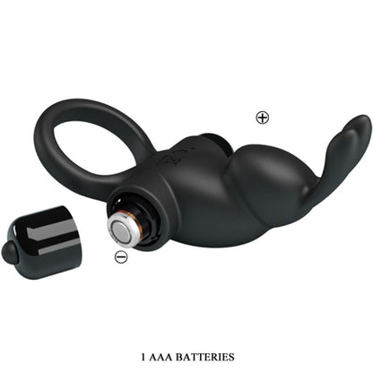 PRETTY LOVE - VIBRATING RING + RABBIT CLITORIS STIMULATOR 10 VIBRATIONS BLACK - My naughty haven #