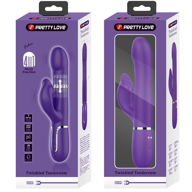 PRETTY LOVE - ZALIN RABBIT VIBRATOR PEARLS 4 IN 1 PURPLE - My naughty haven #