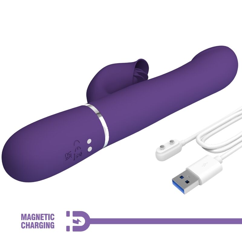 PRETTY LOVE - ZALIN RABBIT VIBRATOR PEARLS 4 IN 1 PURPLE - My naughty haven #