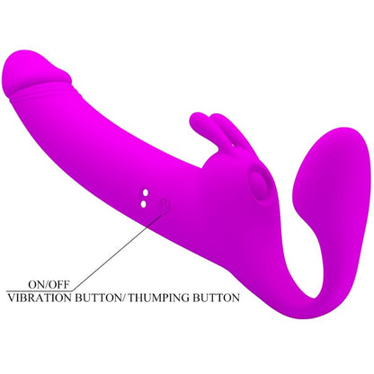 PRETTY LOVE - ZANINI STRAPLESS STRAP-ON 10 VIBRATIONS PURPLE - My naughty haven #