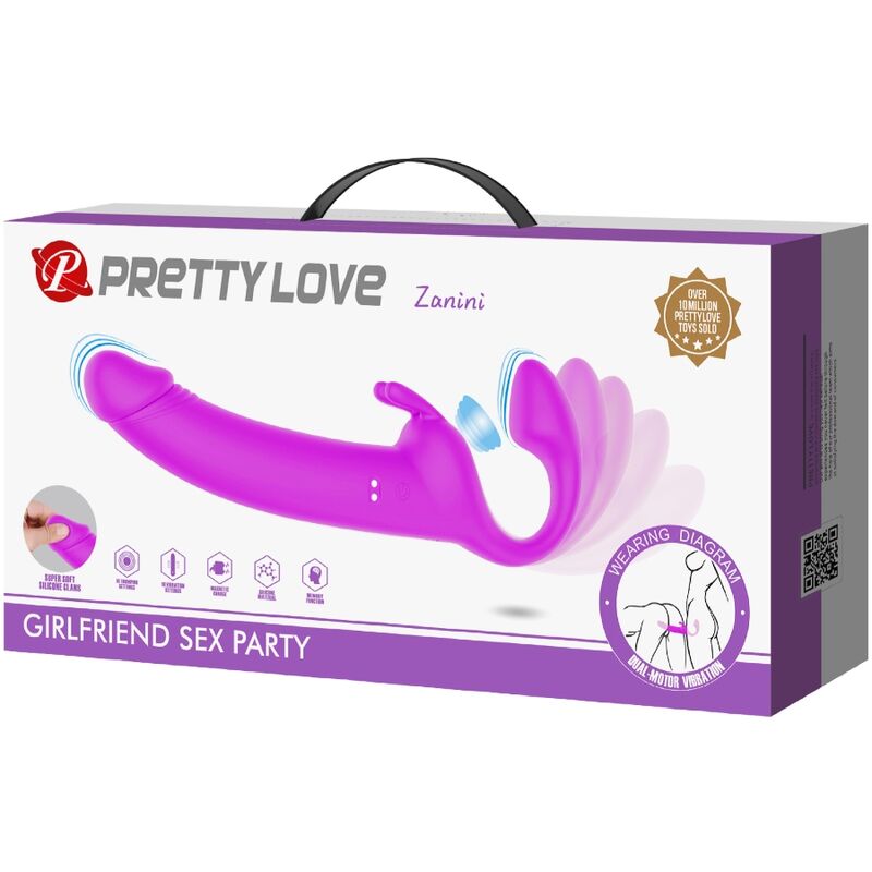 PRETTY LOVE - ZANINI STRAPLESS STRAP-ON 10 VIBRATIONS PURPLE - My naughty haven #
