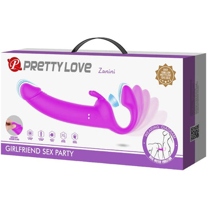 PRETTY LOVE - ZANINI STRAPLESS STRAP-ON 10 VIBRATIONS PURPLE - My naughty haven #