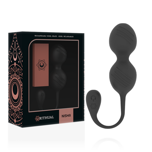 RITHUAL - NISHA RECHARGEABLE VIBRATING KEGEL BALLS BLACK - My naughty haven #