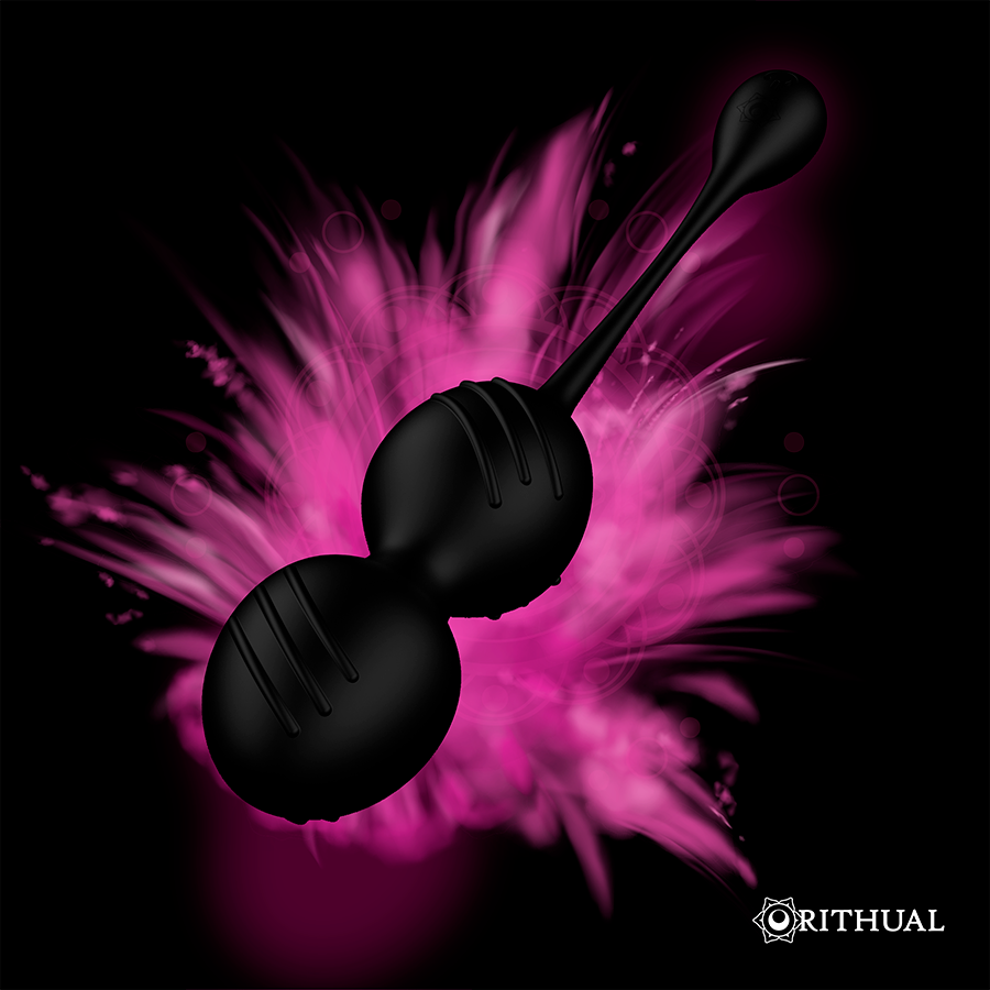 RITHUAL - NISHA RECHARGEABLE VIBRATING KEGEL BALLS BLACK - My naughty haven #