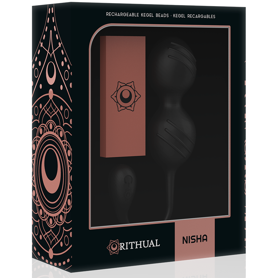 RITHUAL - NISHA RECHARGEABLE VIBRATING KEGEL BALLS BLACK - My naughty haven #