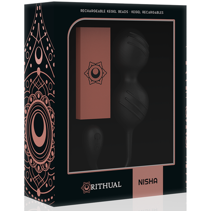 RITHUAL - NISHA RECHARGEABLE VIBRATING KEGEL BALLS BLACK - My naughty haven #