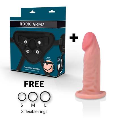 ROCKARMY - HARNESS + DUAL DENSITY TIGER REALISTIC DILDO 14 CM -O- 4.46 CM - My naughty haven #