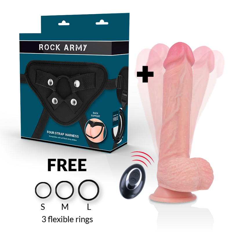 ROCKARMY - HARNESS + LIQUID SILICONE VIBRATOR PREMIUM APACHE REMOTE CONTROL 20.5 CM -O- 4.62 CM - My naughty haven #