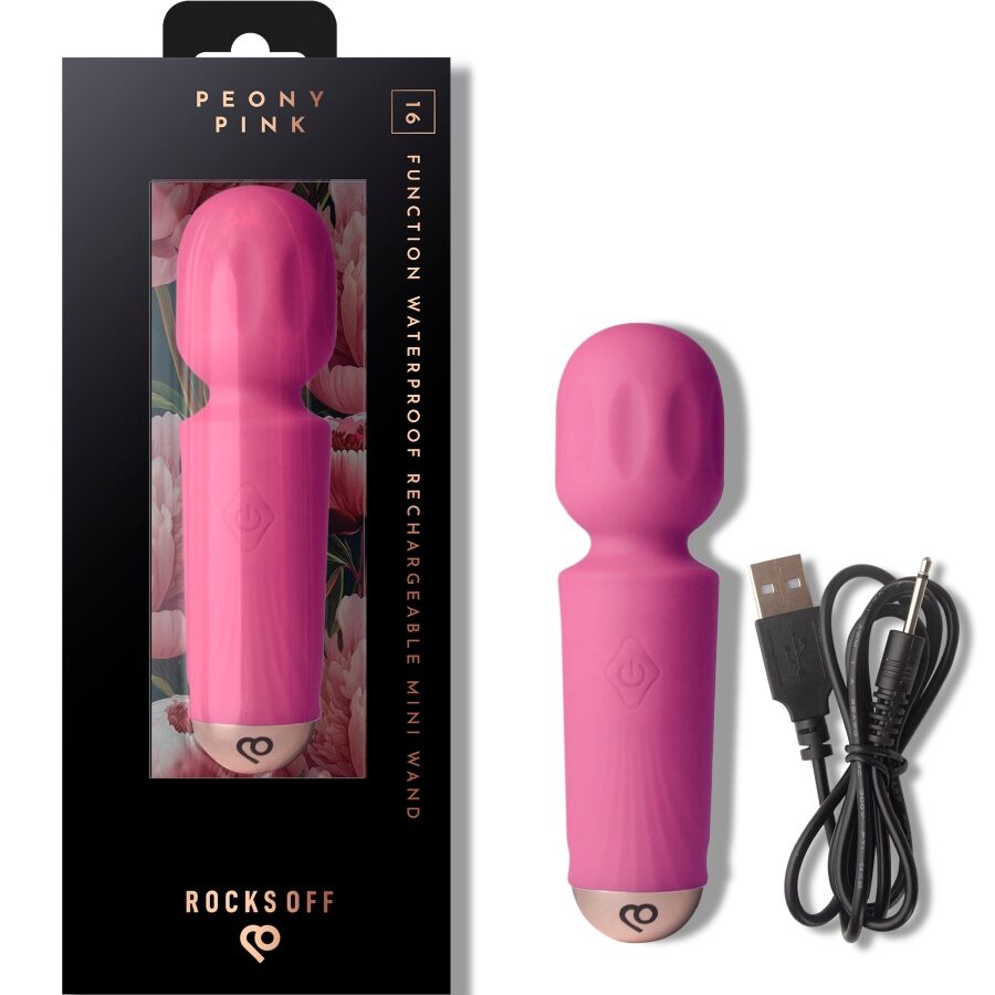 ROCKS-OFF - MINI RECHARGEABLE WAND 16 FUNCTIONS BLACK TULIP - My naughty haven #