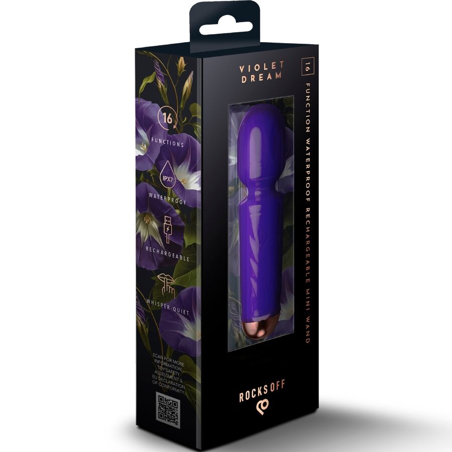 ROCKS-OFF - MINI RECHARGEABLE WAND 16 FUNCTIONS BLACK TULIP - My naughty haven #