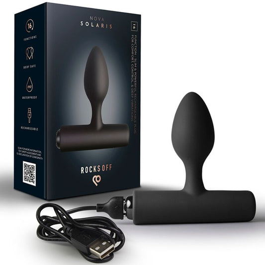 ROCKS-OFF - NOVA SOLARIS RECHARGEABLE SLIM & POWERFUL ANAL PLUG 16 FUNCTION BLACK - My naughty haven #