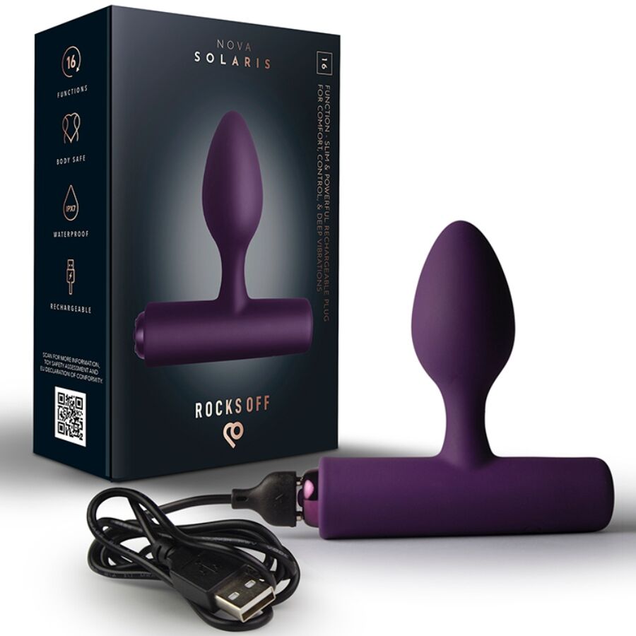 ROCKS-OFF - NOVA SOLARIS RECHARGEABLE SLIM & POWERFUL ANAL PLUG 16 FUNCTION BLACK - My naughty haven #