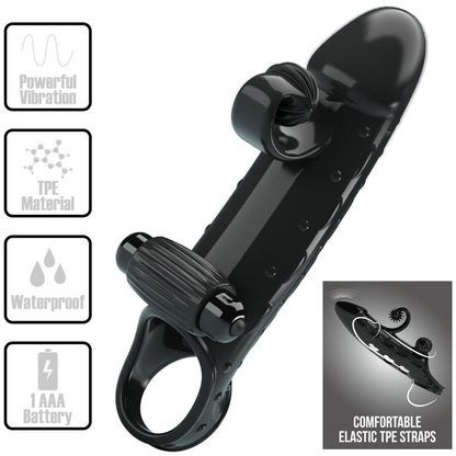 ROMANCE - VIBRATING PENIS SLEEVE BLACK - My naughty haven #