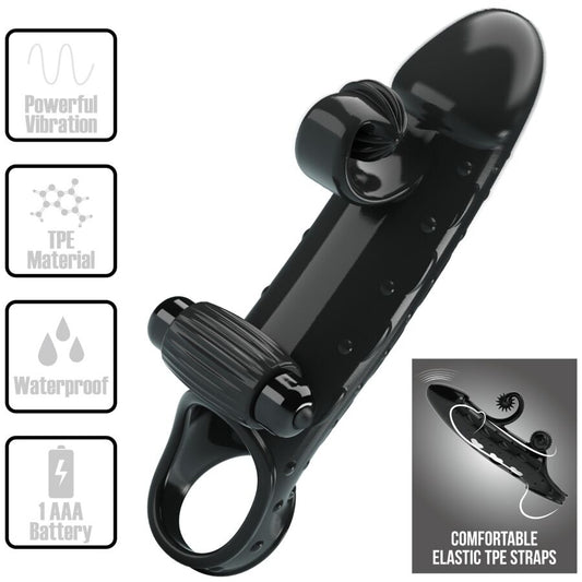 ROMANCE - VIBRATING PENIS SLEEVE BLACK - My naughty haven #