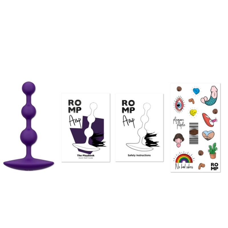 ROMP - AMP PURPLE FLEXIBLE SILICONE ANAL BEADS 12.5 CM PURPLE - My naughty haven #