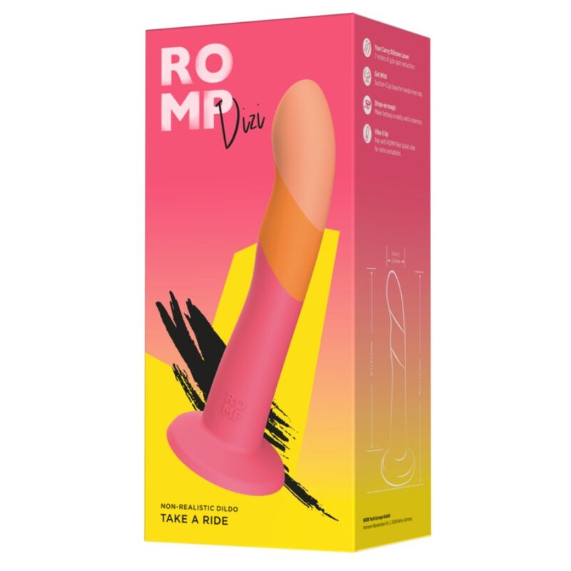 ROMP - DIZI SILICONE DILDO WITH SUCTION CUP TRICOLOR 18 CM - My naughty haven #