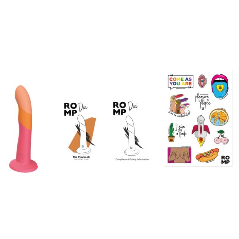 ROMP - DIZI SILICONE DILDO WITH SUCTION CUP TRICOLOR 18 CM - My naughty haven #