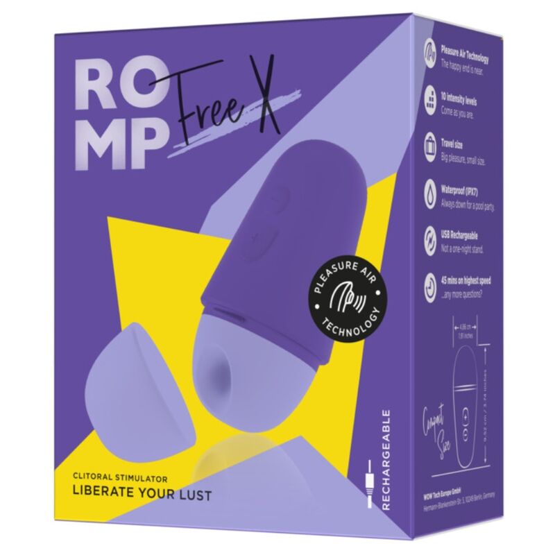 ROMP - FREE X CLITORAL STIMULATOR WITH LID 10 LEVELS RECHARGEABLE PURPLE - My naughty haven #