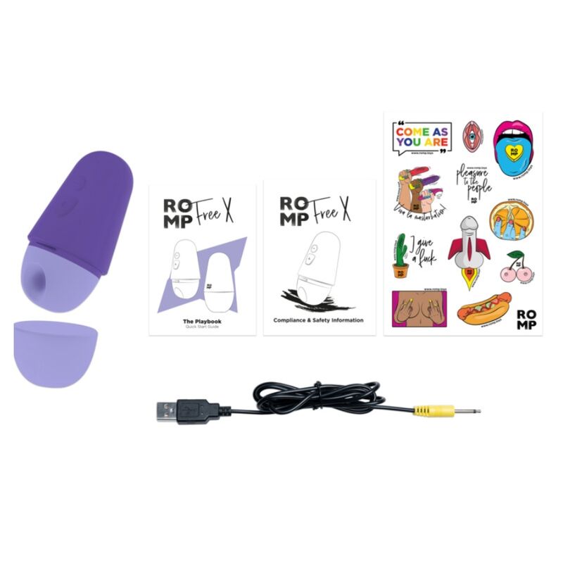 ROMP - FREE X CLITORAL STIMULATOR WITH LID 10 LEVELS RECHARGEABLE PURPLE - My naughty haven #