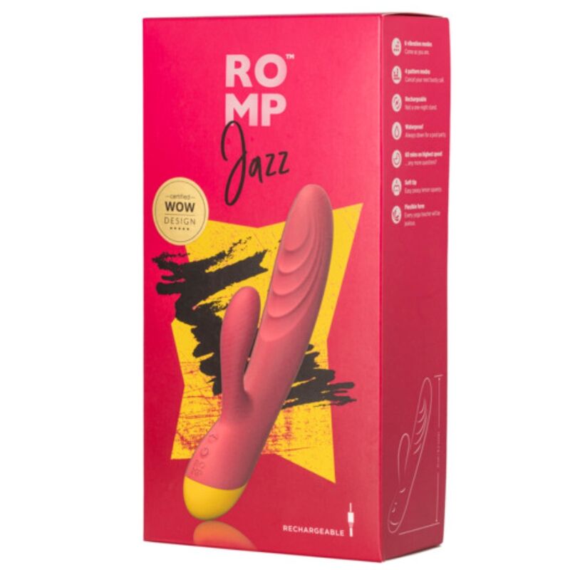 ROMP - JAZZ RECHARGEABLE RABBIT VIBRATOR RED - My naughty haven #