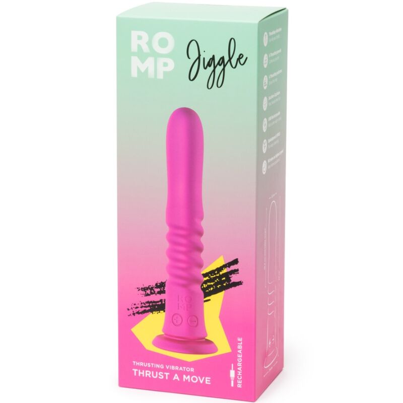 ROMP - JIGGLE UP AND DOWN VIBRATOR WITH PINK SUCTION CUP - My naughty haven #