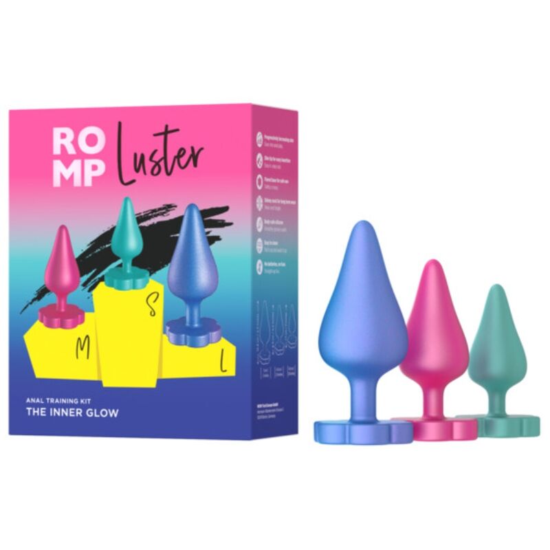 ROMP - LUSTER ANAL TRAINING KIT S/M/L WITH FLOWER-SHAPED BASE - My naughty haven #