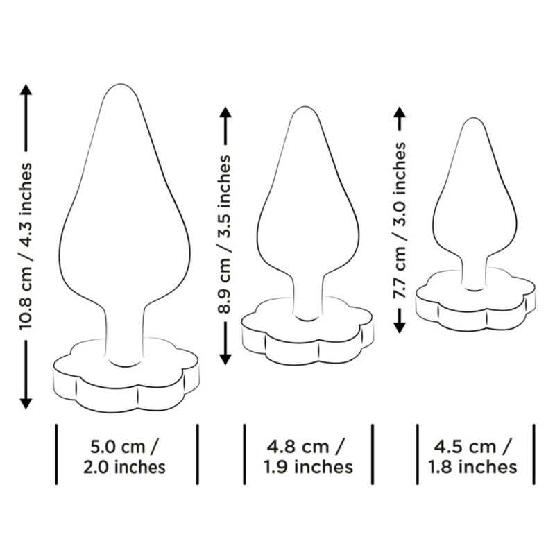 ROMP - LUSTER ANAL TRAINING KIT S/M/L WITH FLOWER-SHAPED BASE - My naughty haven #