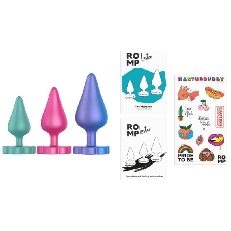 ROMP - LUSTER ANAL TRAINING KIT S/M/L WITH FLOWER-SHAPED BASE - My naughty haven #
