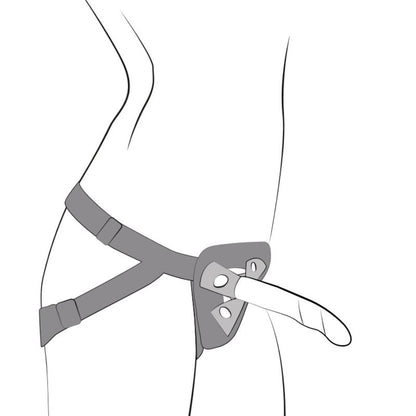 ROMP - PICCOLO HARNESS + SILICONE DILDO WITH TRICOLOR SUCTION CUP 14 CM - My naughty haven #