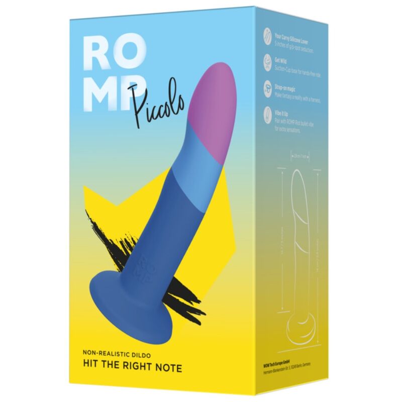 ROMP - PICCOLO SILICONE DILDO WITH TRICOLOR SUCTION CUP 14 CM - My naughty haven #