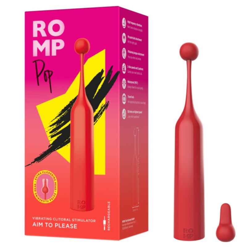 ROMP - POP HIGH FREQUENCY CLITORAL STIMULATOR RED - My naughty haven #