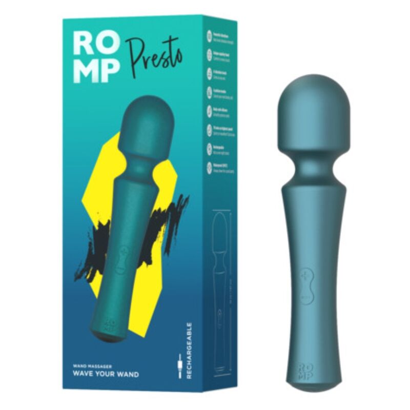 ROMP - PRESTO MINI WAND VIBRATOR FLEXIBLE HEAD GREEN - My naughty haven #