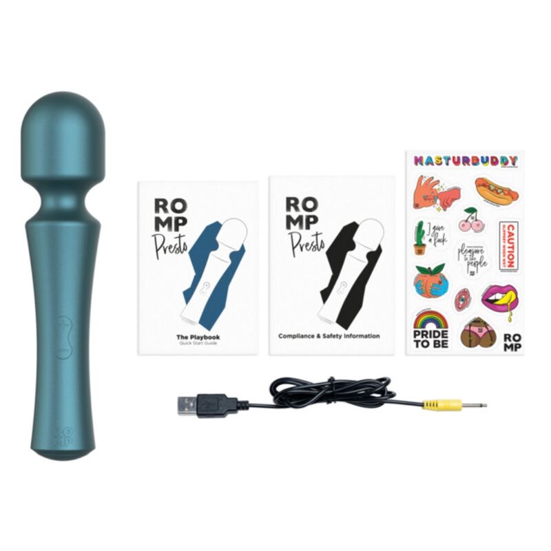 ROMP - PRESTO MINI WAND VIBRATOR FLEXIBLE HEAD GREEN - My naughty haven #
