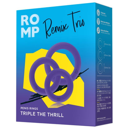 ROMP - REMIX TRIO SET OF 3 PURPLE SILICONE PENIS RINGS - My naughty haven #