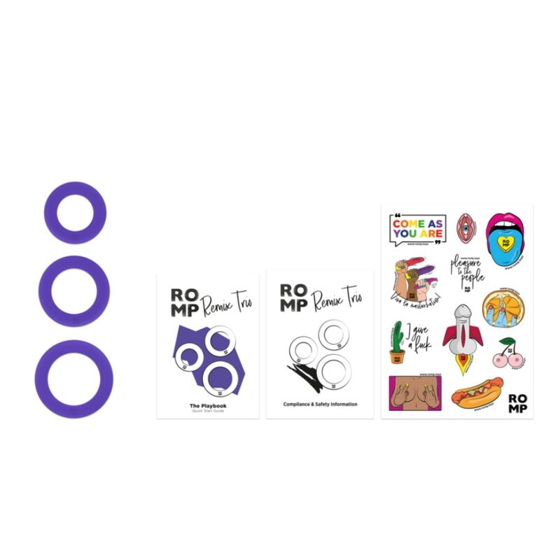 ROMP - REMIX TRIO SET OF 3 PURPLE SILICONE PENIS RINGS - My naughty haven #