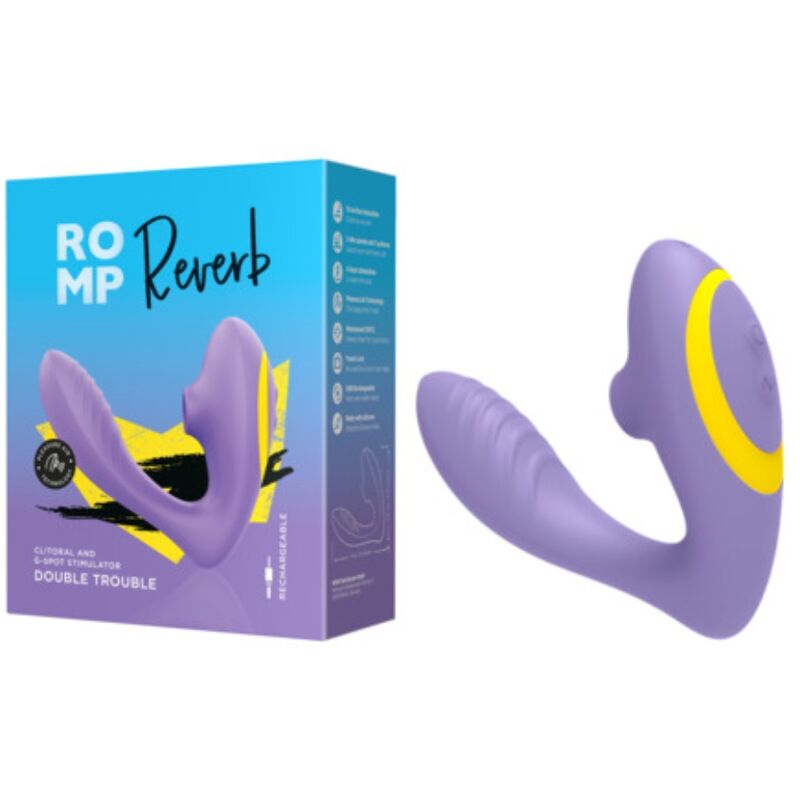 ROMP - REVERB G-SPOT STIMULATOR AND CLITORAL SUCTION DEVICE PURPLE - My naughty haven #