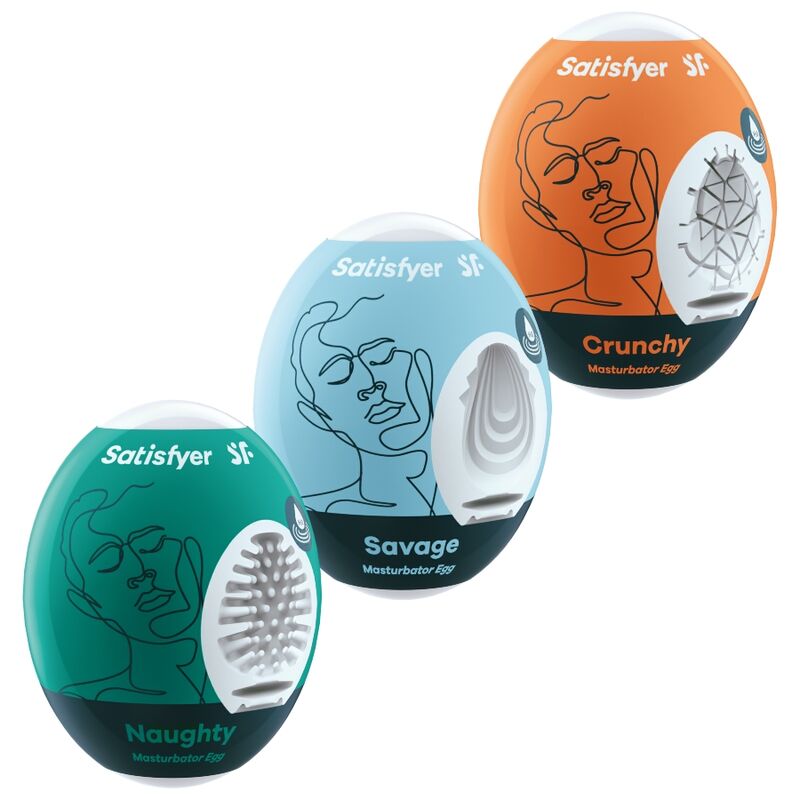 SATISFYER - 3 MASTURBATOR EGGS NAUGHTY, SAVAGE & CRUNCHY - My naughty haven #
