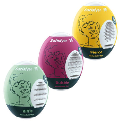 SATISFYER - 3 MASTURBATOR EGGS RIFFLE, BUBBLE & FIERCE - My naughty haven #
