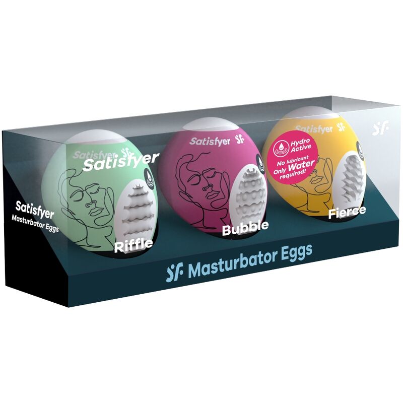 SATISFYER - 3 MASTURBATOR EGGS RIFFLE, BUBBLE & FIERCE - My naughty haven #
