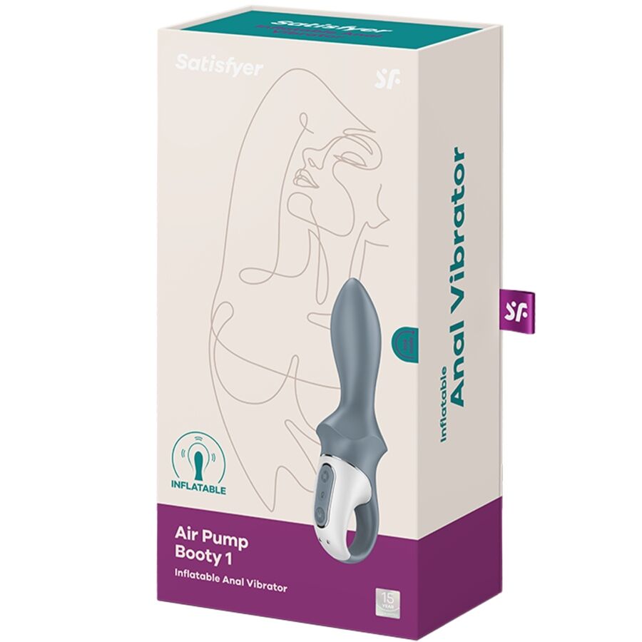 SATISFYER - AIR PUMP BOOTY 1 ANAL INFLATABLE VIBRATOR GREY - My naughty haven #