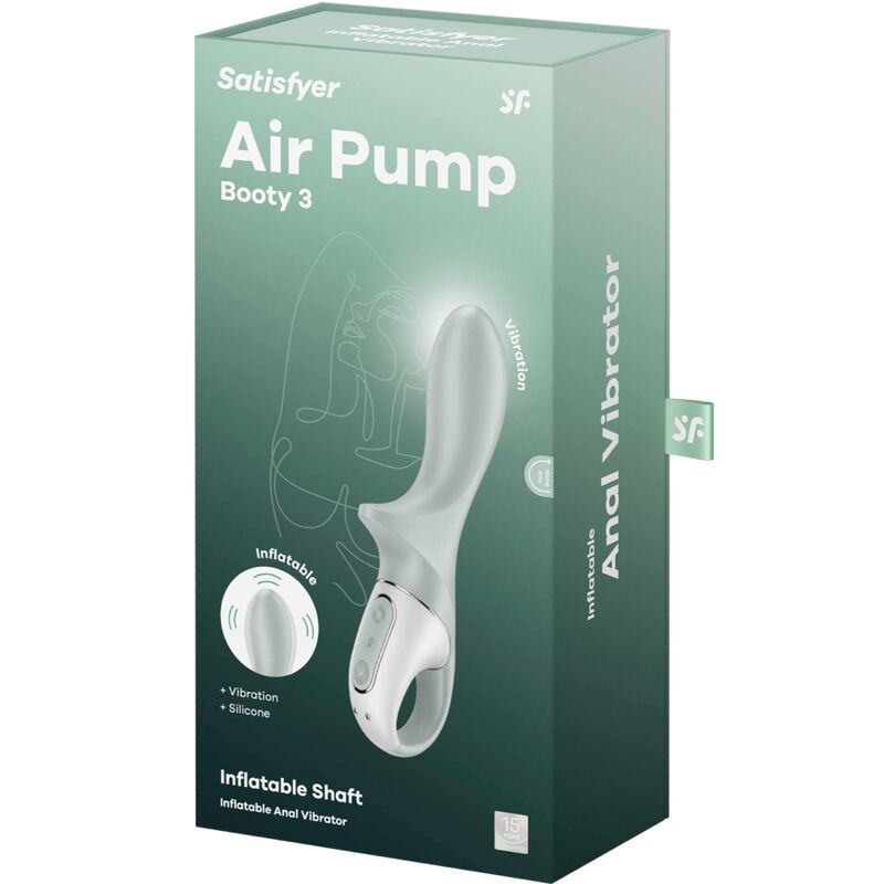 SATISFYER - AIR PUMP BOOTY 3 INFLATABLE ANAL VIBRATOR GREYGREEN - My naughty haven #