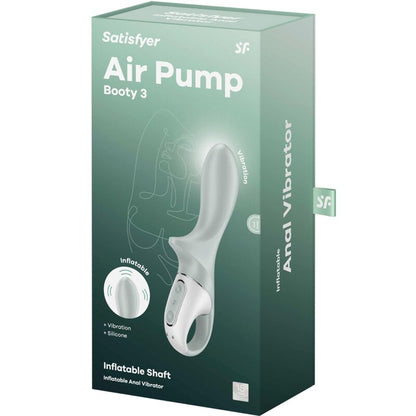 SATISFYER - AIR PUMP BOOTY 3 INFLATABLE ANAL VIBRATOR GREYGREEN - My naughty haven #