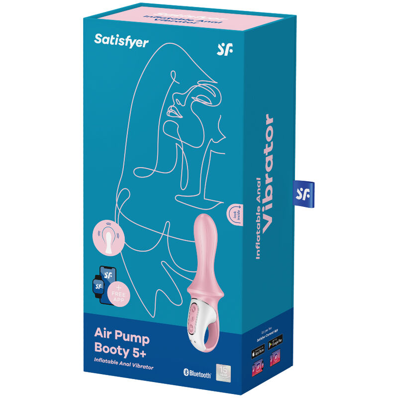 SATISFYER - НАДУВАЕМ АНАЛЕН ВИБРАТОР С ВЪЗДУШНА ПОМПА ЗА ДУПЕ 5+, РОЗОВ