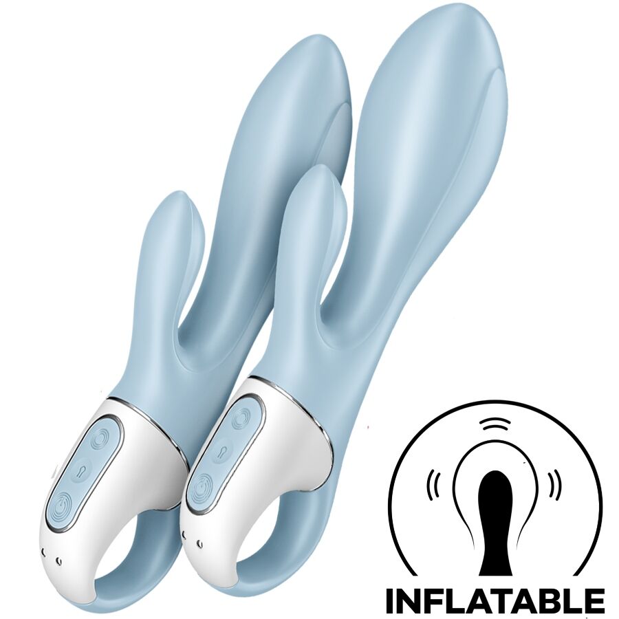 SATISFYER - AIR PUMP BUNNY 1 INFLATABLE RABBIT VIBRATOR BLUE - My naughty haven #