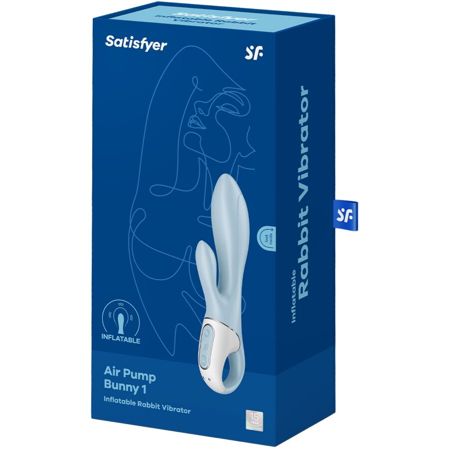 SATISFYER - AIR PUMP BUNNY 1 INFLATABLE RABBIT VIBRATOR BLUE - My naughty haven #