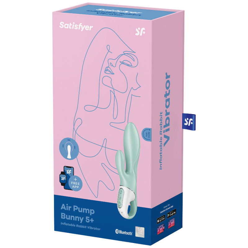 SATISFYER - ВЪЗДУШНА ПОМПА ЗАЙЧЕ 5+ НАДУВАЕМ ВИБРАТОР ЗАЕК, ПРИЛОЖЕНИЕ, ЗЕЛЕН