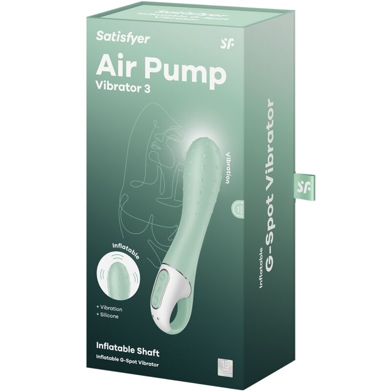 SATISFYER - AIR PUMP VIBRATOR 3 INFLATABLE G POINT MINT - My naughty haven #