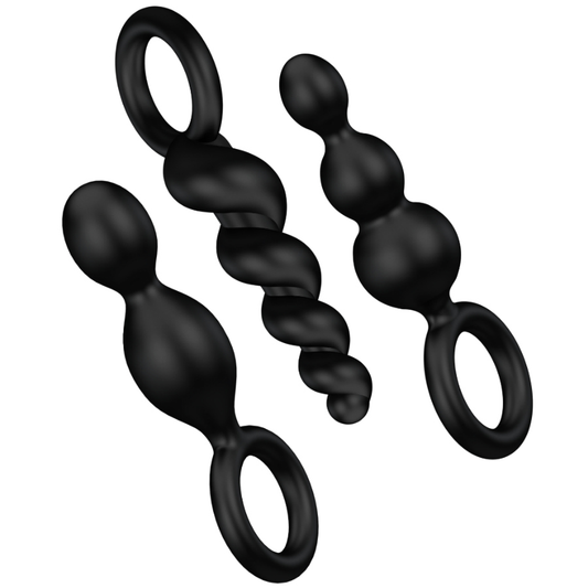 SATISFYER - ANAL PLUGS SET 3 PCS BLACK - My naughty haven #